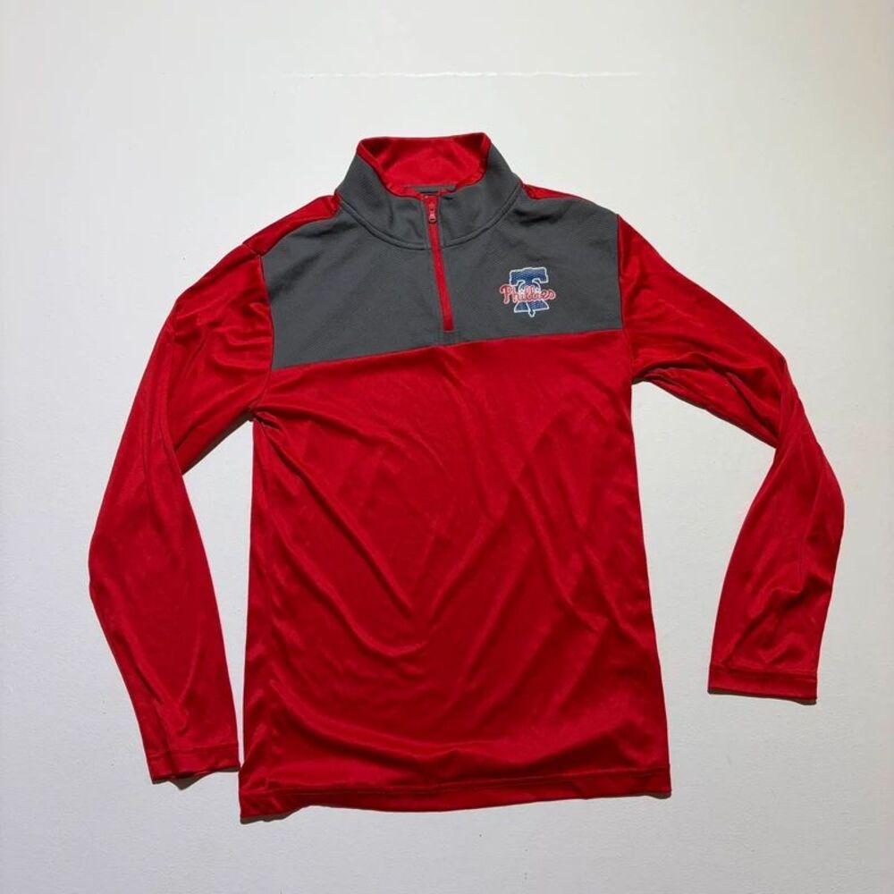 Majestic Philadelphia Phillies Quarter zip Red and grey